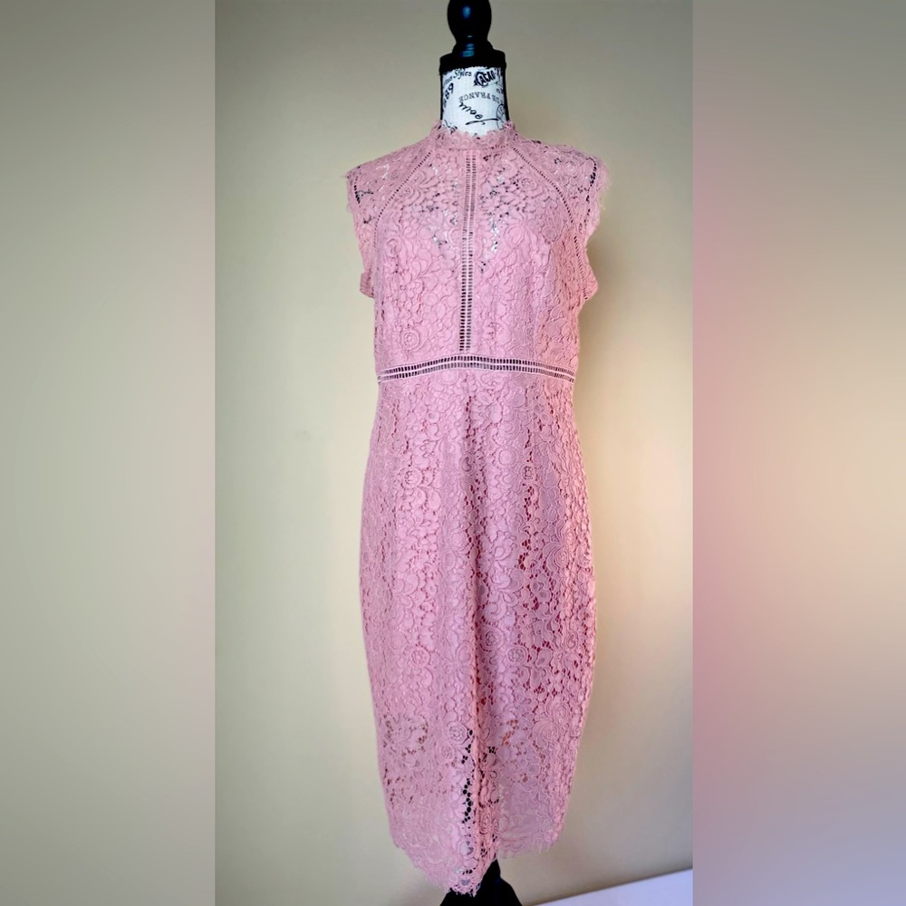 Preloved Bardot Lace Blush Dress Size L Org $99